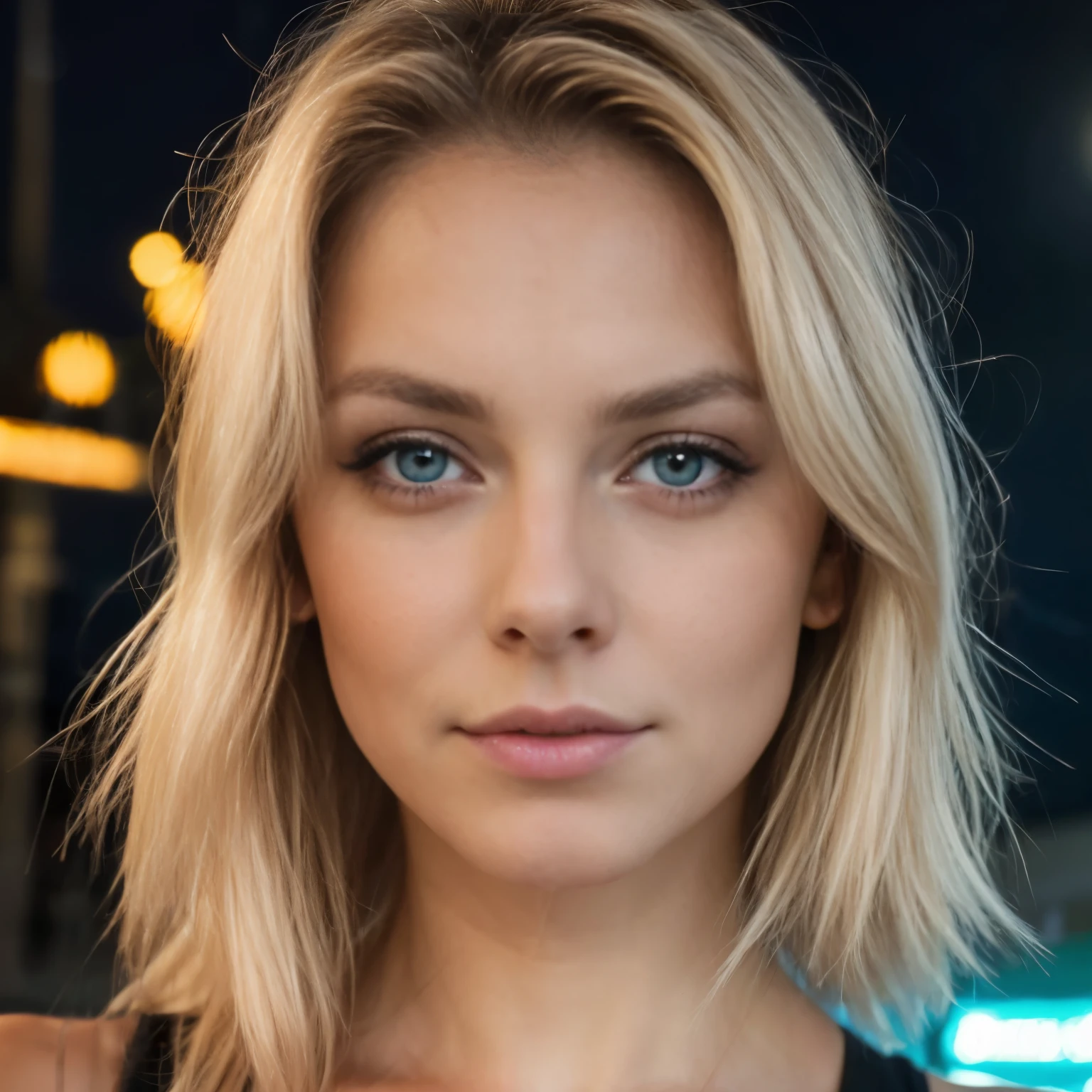 blond woman with blue eyes and a black top posing for a picture, blonde hair and large eyes, close-up perfect face, perfect face and eyes, blonde hair and blue eyes, detailed perfect face, gorgeous attractive face, attractive beautiful face, perfectly lit face, blonde hair blue eyes, extremely beautiful face, finely detailed perfect face, stunning closeupheadshot