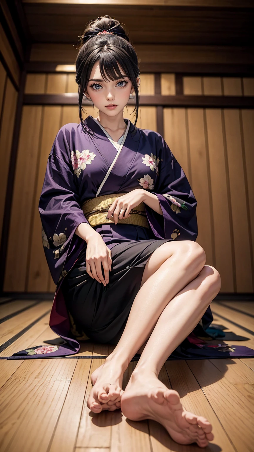 ((最high quality, 8K, masterpiece: 1.3, Ultra HD, high quality, 最high quality, High resolution, realism)) 、(high color saturation:1.0), (highly detailed skin), (最high quality:1.0), (超High resolution:1.0) ,(realistic:1.0), (Super detailed:1.0), (8K, Raw photo:1.1), Murasaki Shikibu、Wear the Twelve-Piece、Never put your feet up、In a Shinden-zukuri building