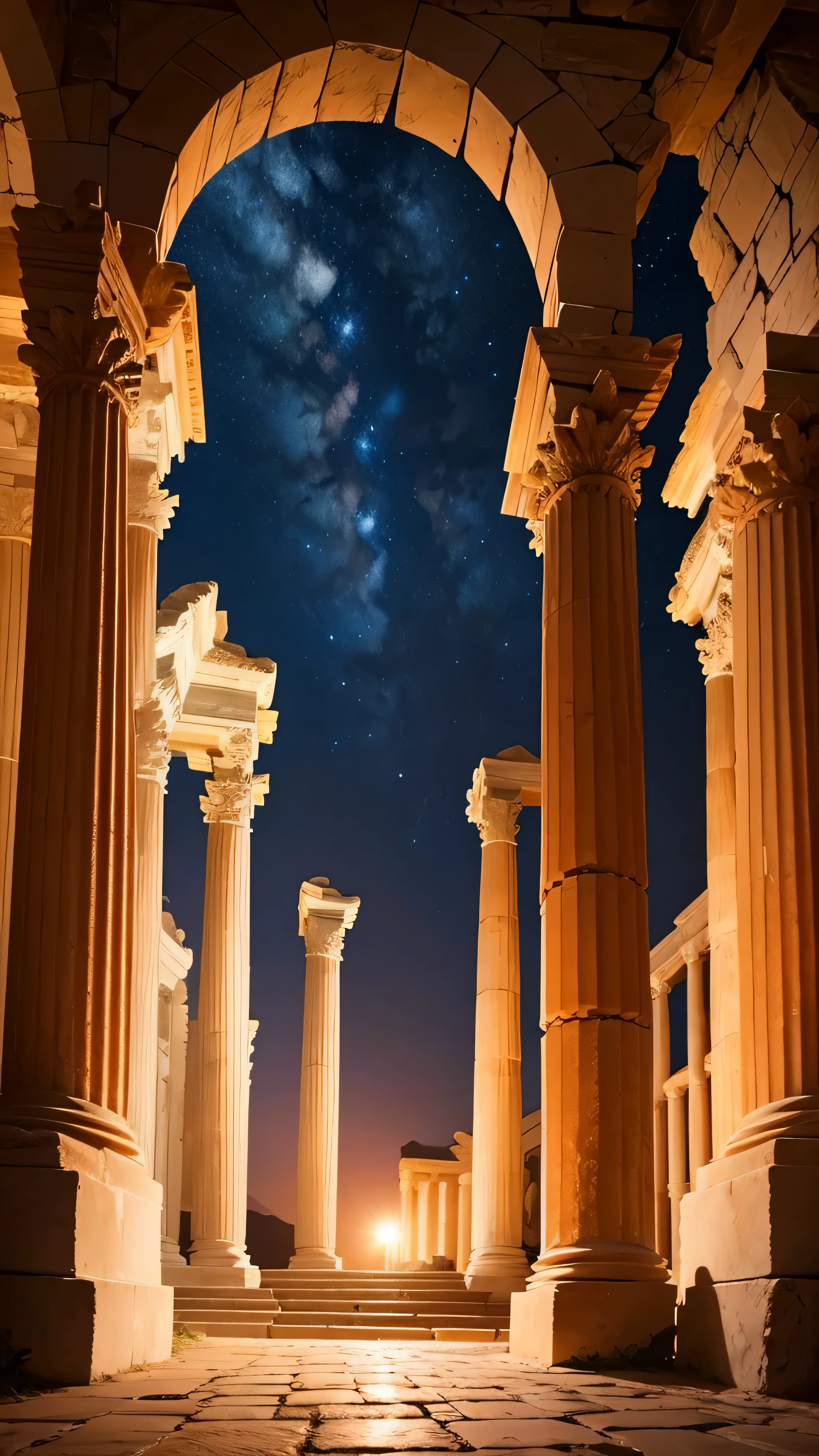 ephesus, turki, ancient monument, night sky, 8k, high quality