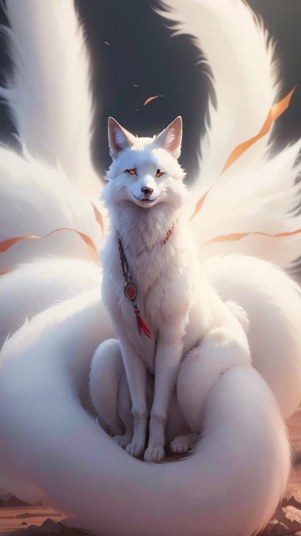 A white dog sits in the desert, KyuubiFox, 空灵Fox狸,  白Fox anime, 白Fox, Fox, 白毛Fox, Kyuubi, 幻想Fox狸的爱, Fox狸和灌木, vampire 白Fox, very very beautiful fur art, Kyuubi, 美丽的Fox狸女士, furry fantasy art