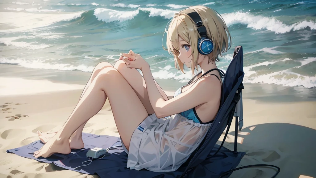 anime girl sitting I&#39;m on the beach chair with headphones on, relaxing on the beach, it's is relaxing I&#39;m on the beach, on the beachリラックス, on the beach, I&#39;m on the beach, 晴れたon the beach, is relaxing I&#39;m on the beach, on the beach, sitting on the beach, beautiful anime girl, on the beach, anime girl desktop background, anime style 4k