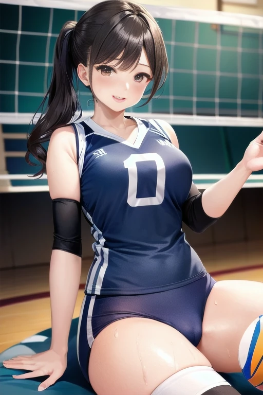 unified 8k wallpaper, anatomically correct, (((masterpiece))), (((best quality))), (((Super detailed))), (((high resolution))), ((Super exquisite illustrations)), ((ultimate cuteness)), ((perfect hands)), ((perfect hands指)), (((good anatomy))), Detailed beautiful face, shiny hair, (((promote))), (Potbellied), (Beautiful curves), medium breasts, ((Thick thighs)), (((alone))), ((seductive smile)), (((blush))), (half open mouth),
rest, (((sit astride the perfectly spherical shape 6-inch volleyball))), (((Across the perfect sphere 6" volleyball))), (((perfect sphere 6" volleyball fits perfectly crotch))), rest, (((Rub the perfect sphere 6" volleyball against crotch))),
rest, (Collared volleyball uniforms), sleeveless, ((Bruma)), ((Knee pads)), (Elbow pads), (((Sweat))), (((covered in Sweat))), ((deep breath)), 在volleyball場, indoor, light, looking at the audience, whole body, (speak your mind),馒头cunt,cunt