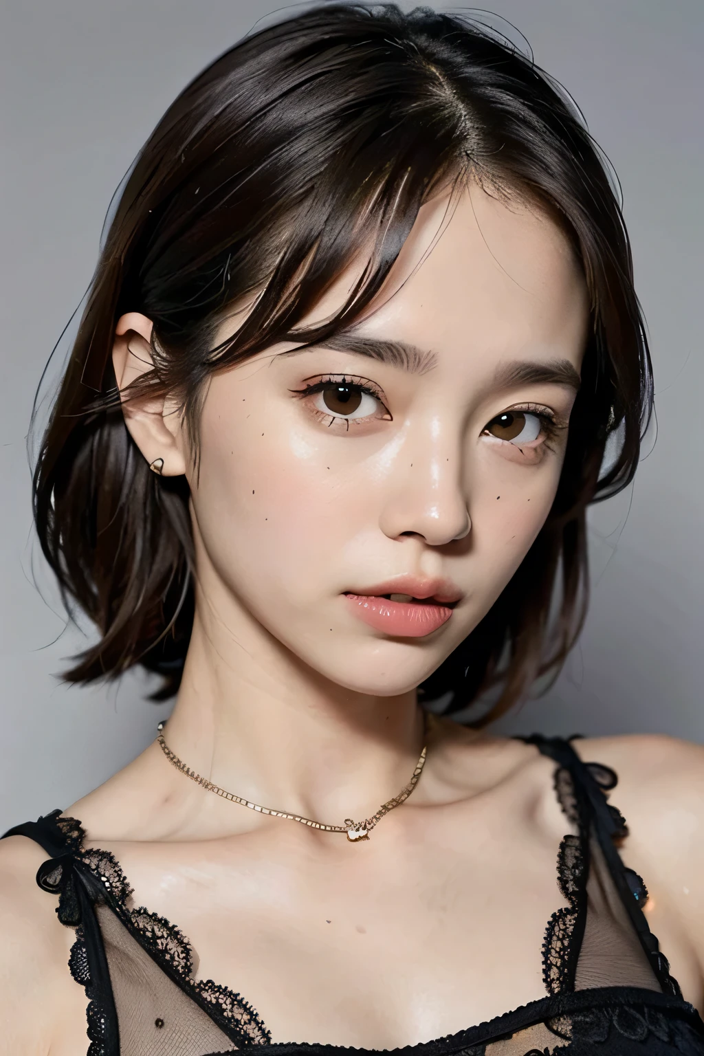 (Singapore:1.5), Close up, Masterpiece, Best quality, Raw photo, Photorealistic, Face, Incredibly absurd, Beautiful girl, Cute, Short hair, Depth of field, High resolution, Ultra detail, Fine detail, Very detailed, Very detailed eyes and face, Sharp pupils, Realistic pupils, Sharp focus, Cinematic lighting Colossal tits Bob Hair Fluffy Wave