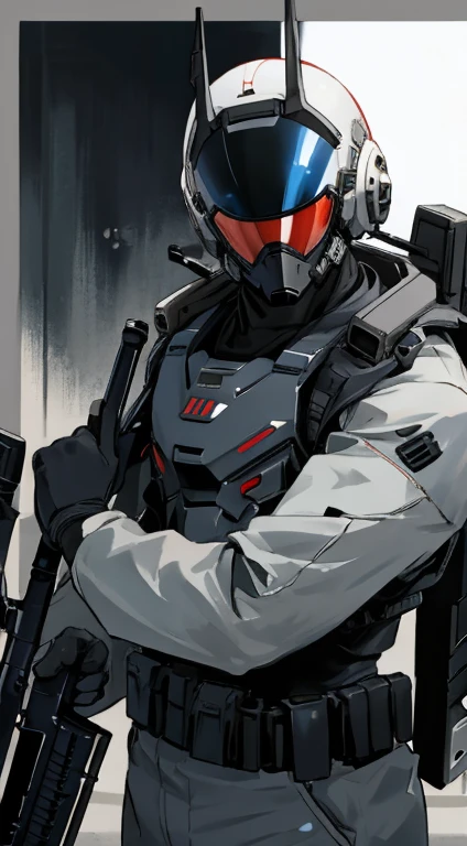 powered suit,anime,sci fi gun,Helmet,male,special forces