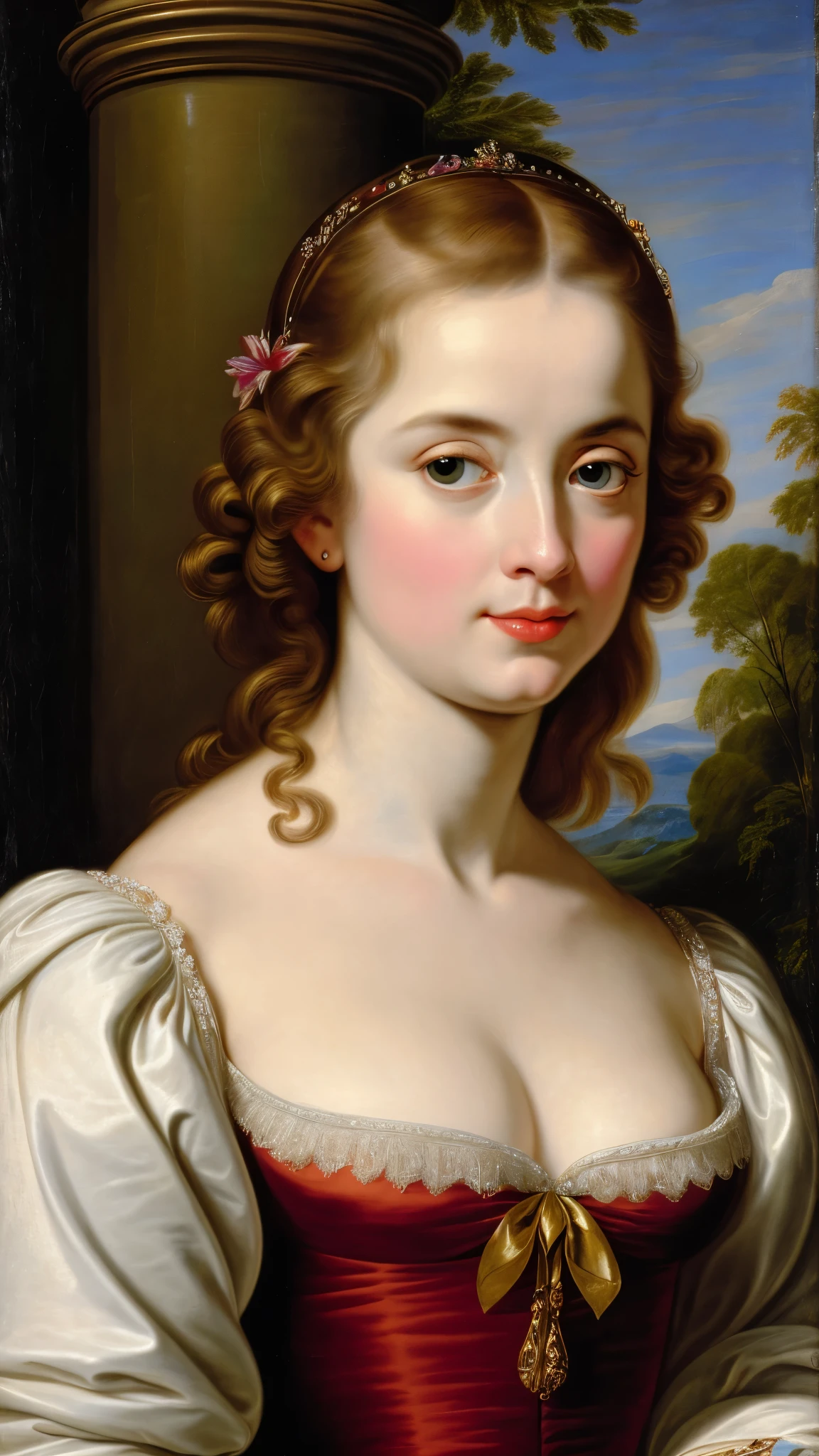 Masterpiece, Best quality, high clarity eyes, critically flawless,sharp picture, Full portrait, High pixels, perfect face, perfect eyes, beautiful face, perfect hands,perfect fingers, in Peter Paul Rubens style, by Peter Paul Rubens, baroque style, acrylic on canvas, highly detailed, description: "Create a nymph inspired by the tales of Greek or Roman mythology, embodying the essence of a natural element or location, and possessing a unique ability or trait that sets her apart."