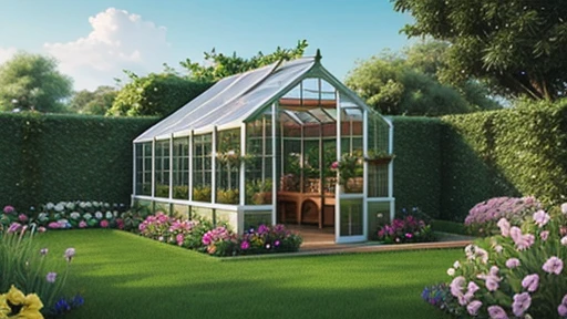 masterpiece, best quality, garden, green house, scenery