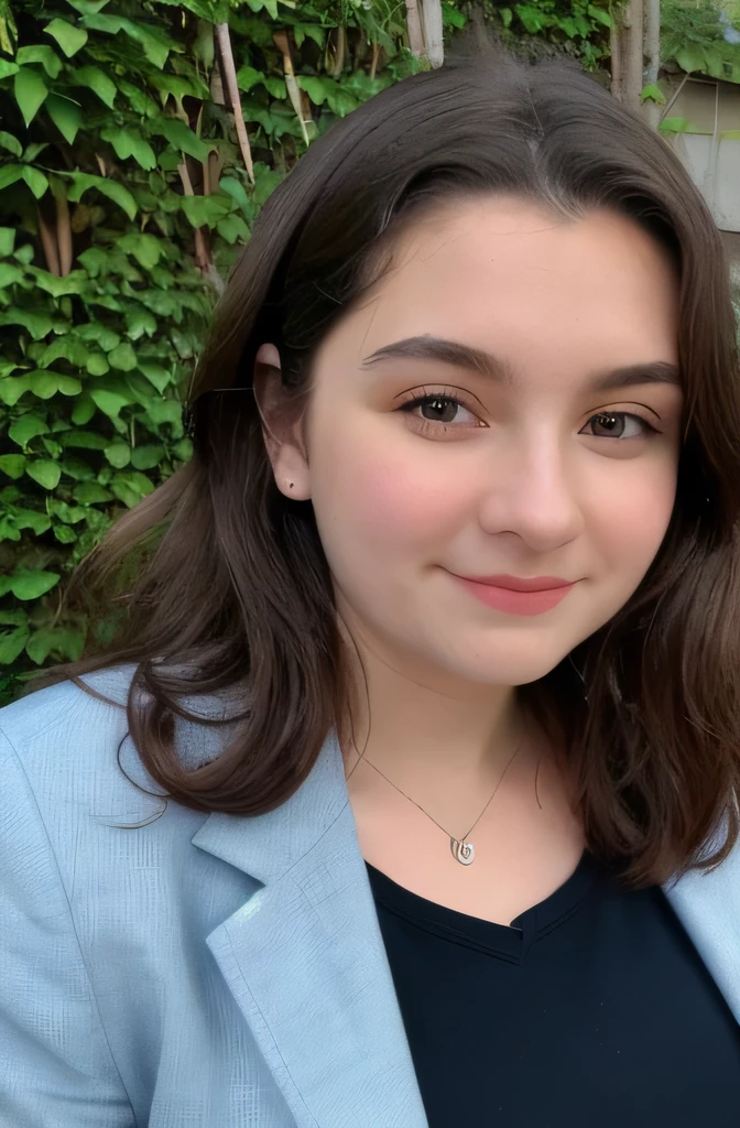 BRUT, 5kyl4r, adolescente, fermer, Portrait, mise au point du visage, des yeux magnifiques, Longs cheveux noirs, beau visage, dans une blouse à fleurs, Collier, dans une casse, slight smile, Candide, amateur, yeux bleus, gros seins pleins, montrez la poteine et le corps