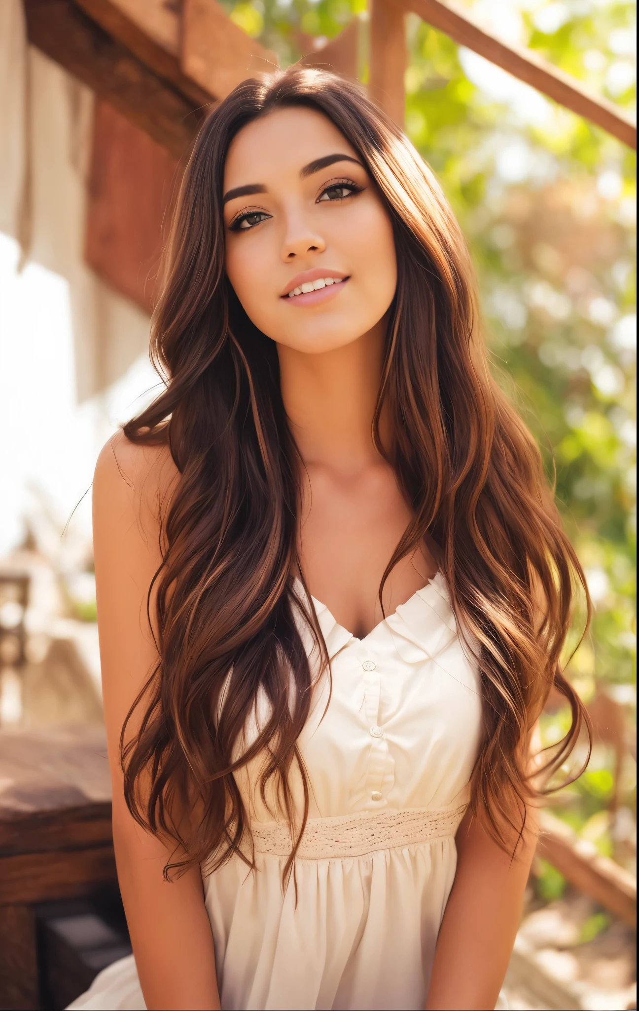 mulher arrasada com cabelos longos e vestido branco sentada em um banco, cerveja madison girl portrait, cerveja madison, cabelo bem comprido, jovem com longos cabelos escuros, long flowing brown hair, penteado longo, long shiny ethereal hair, cabelos longos de cor castanha, Lindo cabelo castanho comprido, cabelo moreno longo, long flowing hair,  com cabelo comprido, cabelos longos e brilhantes