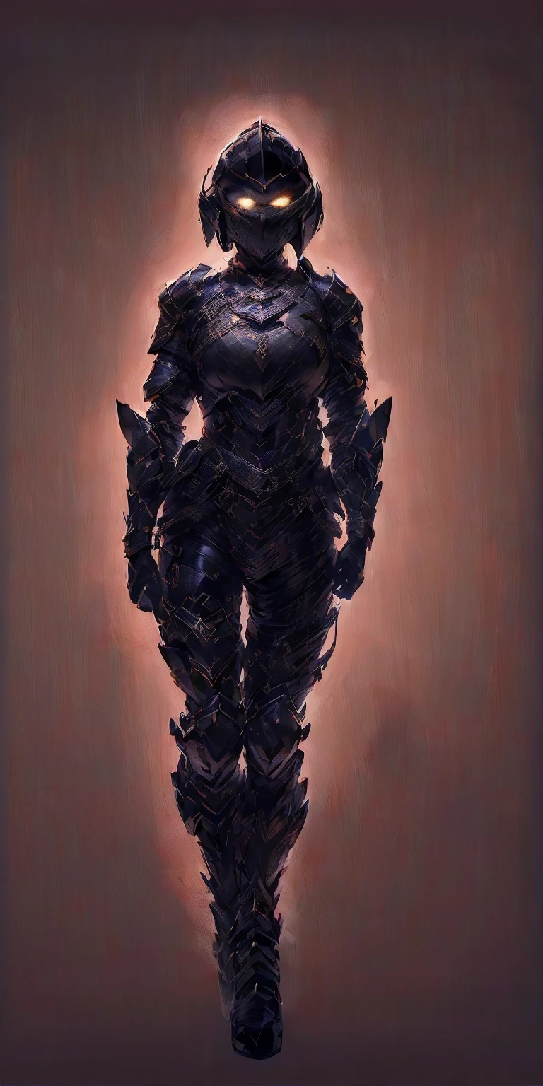 ((black background 1:2)) ((masterpiece, best quality, ultra-detailed, best shadow)) 1girl looking at viewer full body golden full body armor, breastplate, shiny, armor