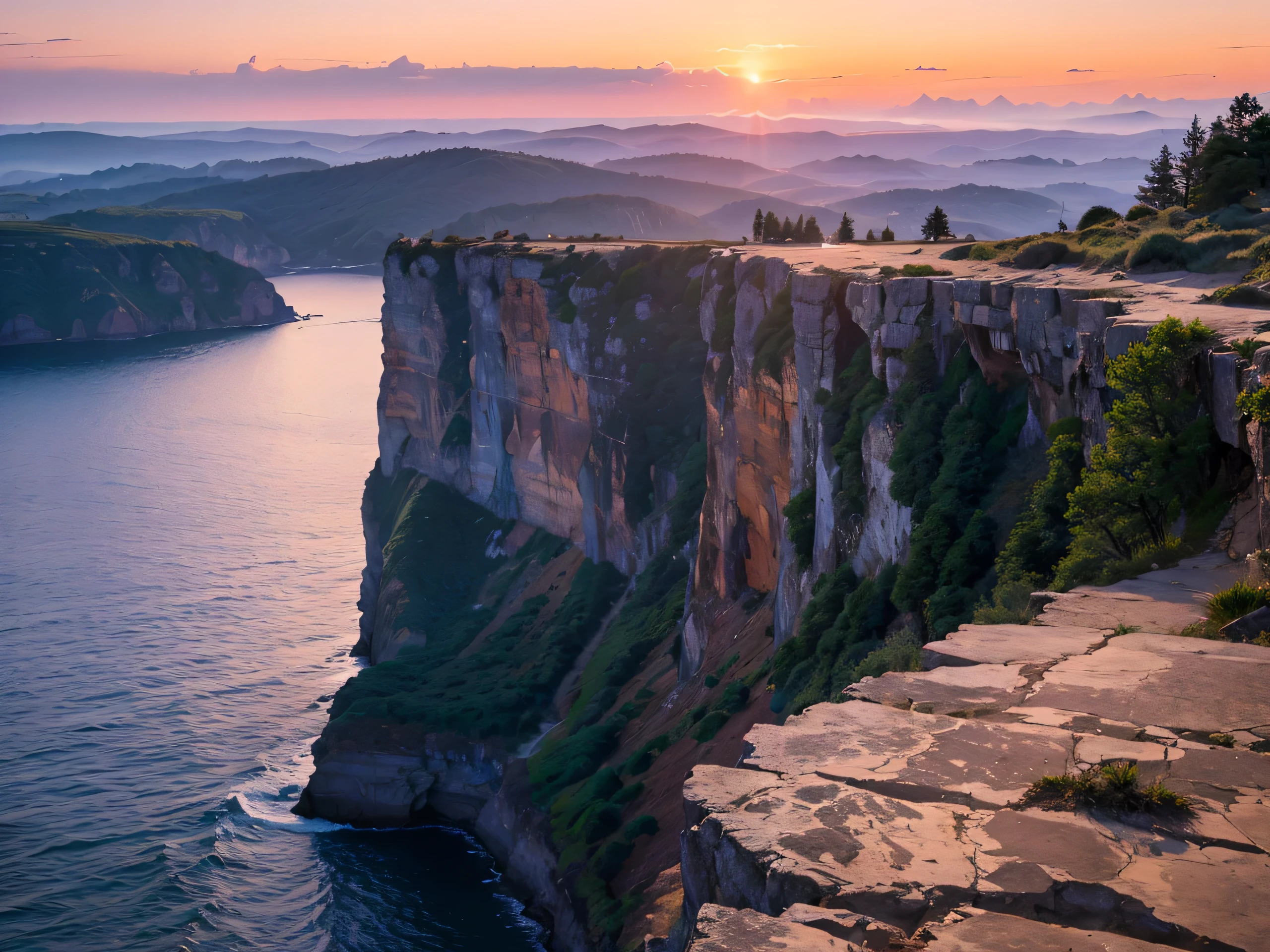 Highest image quality,cliff,sunset