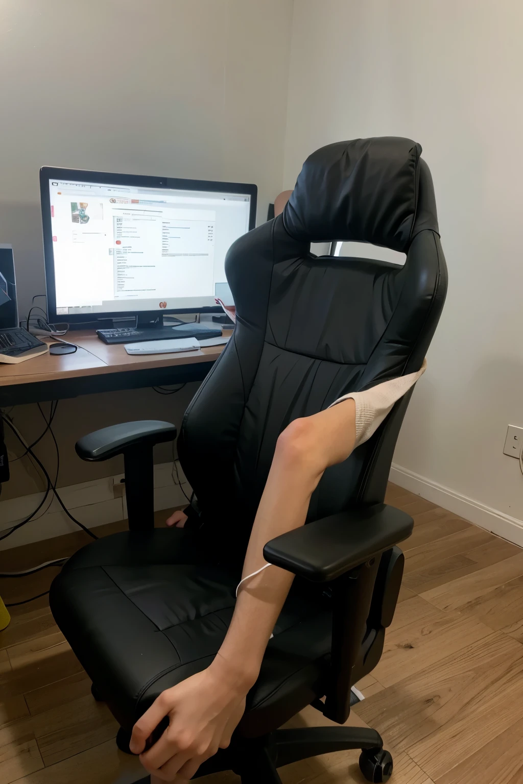 Ban de los 7 pecados capitales sentado en una silla gamer la cual tienes como nombre martis