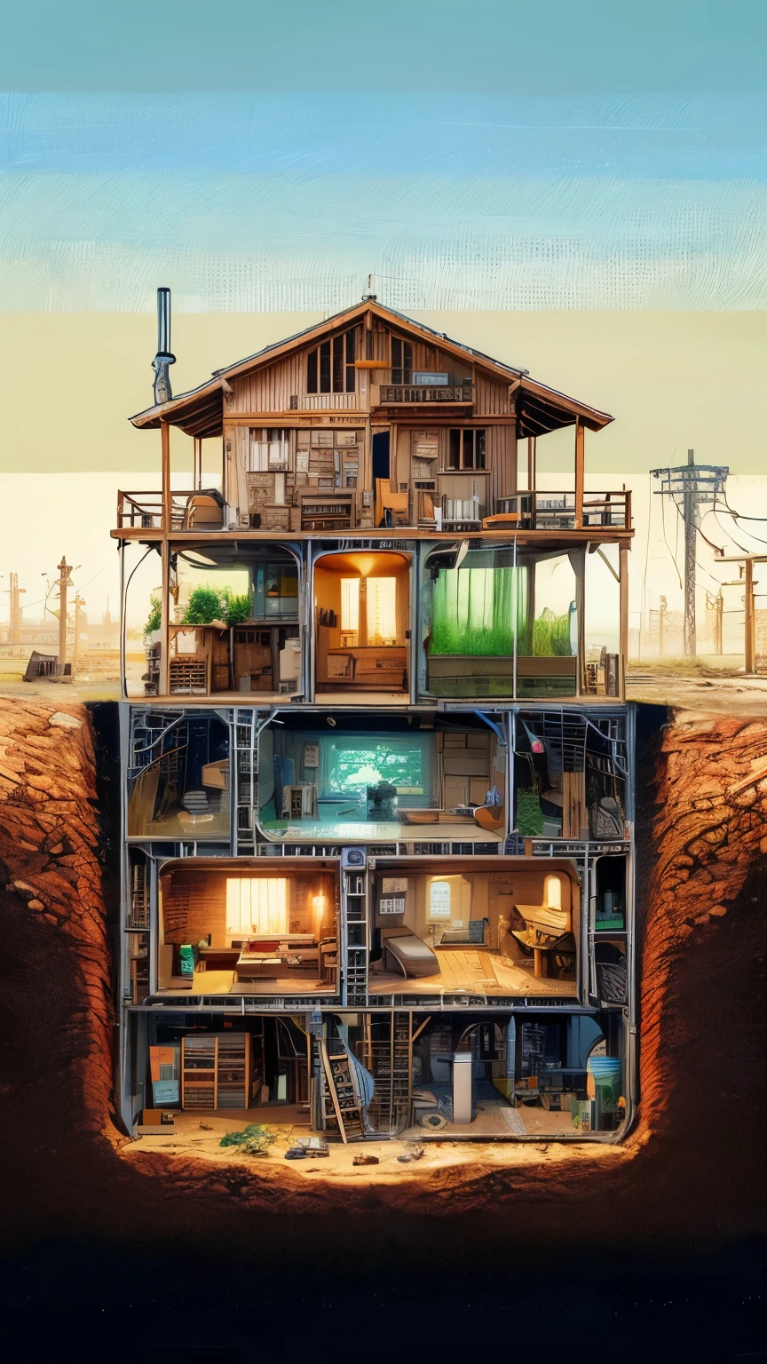 illustration of a house in the middle of a desert with a lot of windows, beautiful detailed pixel art, inspired by Matthias Jung, amazing wallpaper, very detailed illustration, detailed 2d illustration, ultra detailed color art, detailed game art illustration, inspired by Jacek Yerka, surreal + highly detailed, surreal concept art, highly detailed 4 k art, ultra detailed illustration