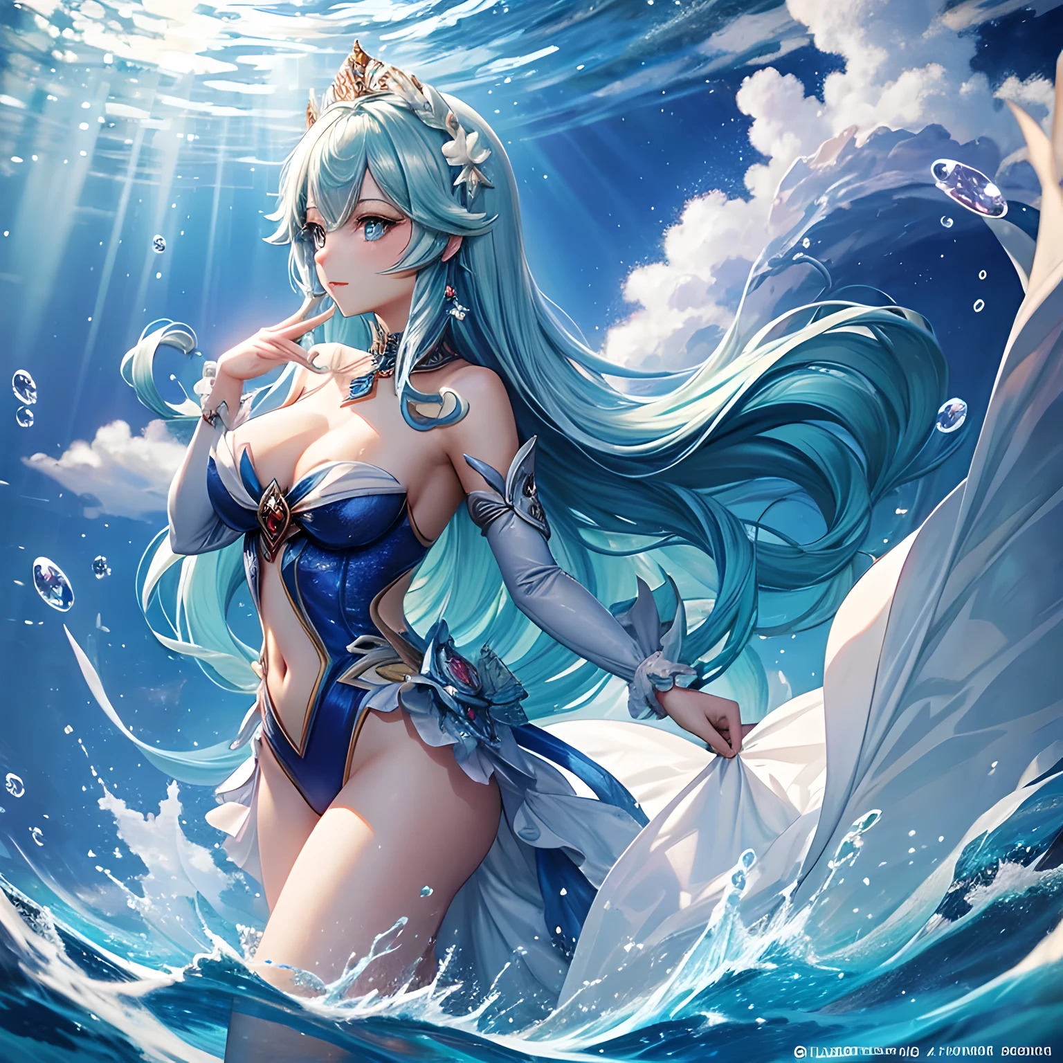 version de la princesse Ariel de La Sirène dans le style de Genshin Impact