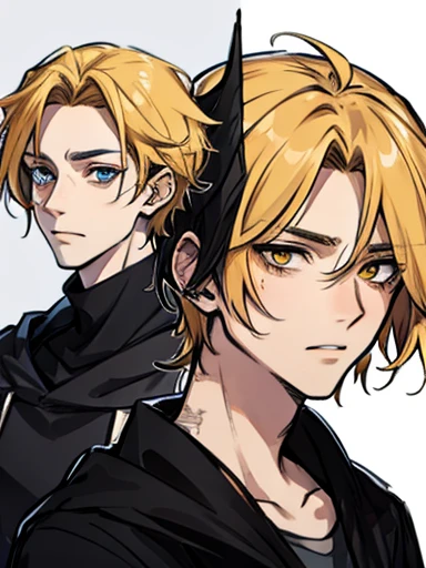 Concept ART Versions face , Human Male Young age , yellow  hair,Burn Scar half face ,