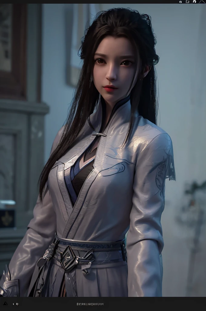 best quality,highres, high resolution, 4k, 8k,3d rendering, weak light, physically-based rendering,masterpiece, (upper body), a girl, luxueqi, solo, looking at viewer,