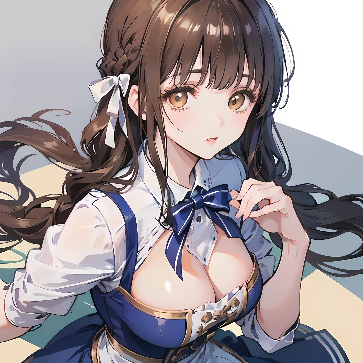 highest quality, (masterpiece:1.2), High resolution, perfect pixel, One so beautiful straight haired princess, , (((big very detailed beautiful dark brown eyes))), ((Luxurious dresses for princesses in rococo style)), ((Very big and cute hair ribbon)), ((((very beautiful long straight straight hair)))), half up, ((Looking up at the audience and talking to them)), Very fun, Very happy, mouth is open, the skirt is so cute, detailed fingers, modest chest, ((curled bangs)), ((Lip balm)), so beautiful, long eyelashes, ((dress is photo realistic)), (((Touching your hair with your hands))), ((Showing viewers the beauty of straight hair)), ((very big girly hair ribbons)), ((Impressive and very beautiful eyes)), (((shot from above))), double eyelids, ((((He is looking up at the viewer and talking to him.)))), The background is a luxurious palace dance hall.