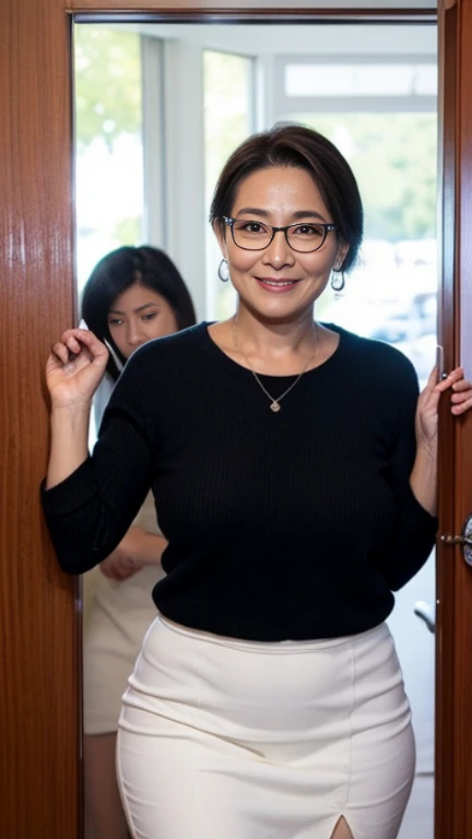 ((photograph))、((real photo)), (masterpiece, highest quality),hot ((mature woman)),sitting on the bed in the bedroom,wide hips, (slicked back hair), long skirt, smile, face-to-face audience, earrings, Glasses, cupboard, stove, window, Japanese、((plump 1.4))、(((plump mature woman1.4)))、((big breasts 1.5))、bbw,　close your eyeouth half open、　Put your hands together and place them between your thighs


