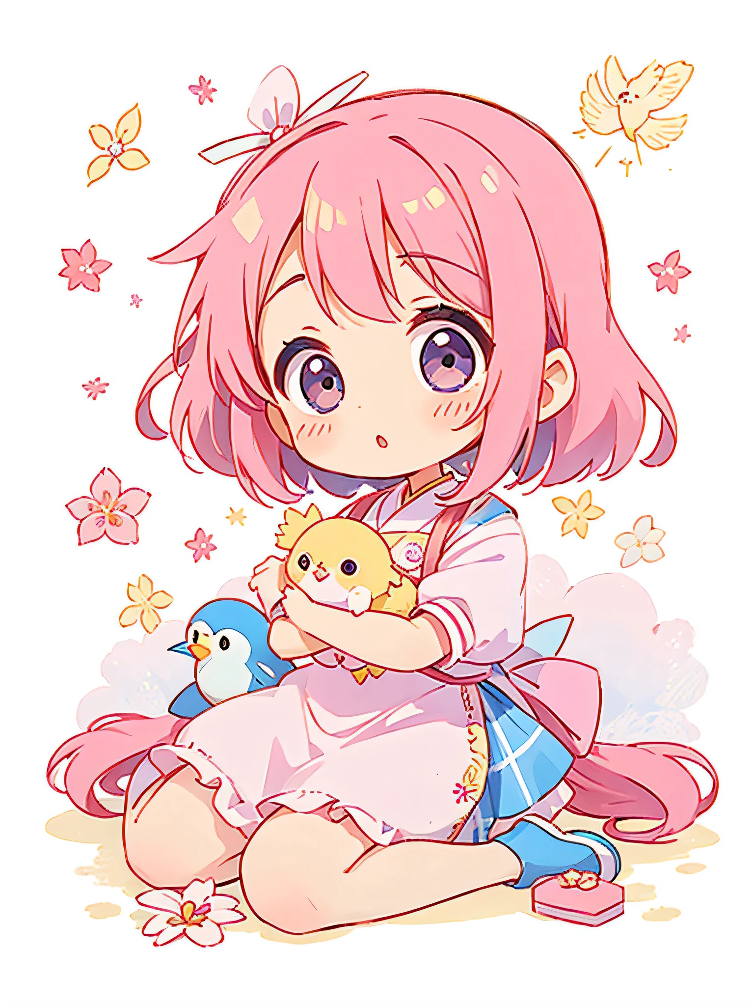 Momoko Sakura style, Kawaii Design, most beautiful girl ever、Chibi, Ambitious、birdie