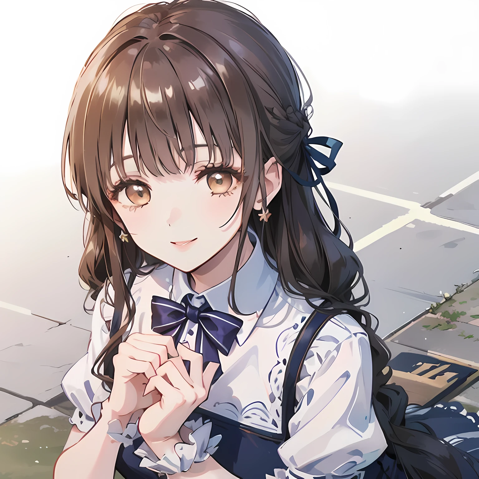 highest quality, (masterpiece:1.2), High resolution, perfect pixel, One long and so beautiful straight haired princess, 16 years old, (((big very detailed beautiful dark brown eyes))), ((A gorgeous pink princess party dress with lots of rococo frills)), ((Very big and cute hair ribbon)), ((((very beautiful long straight straight hair)))), half up, (((face up))), ((Smiling and talking to the audience)), Very fun, Very happy, mouth is open, the skirt is so cute, detailed fingers, modest chest, ((curled bangs)), ((Lip balm)), so beautiful, long eyelashes, ((dress is photo realistic)), (((Touching your hair with your hands))), ((Showing viewers the beauty of straight hair)), ((very big girly hair ribbons)), ((Impressive and very beautiful eyes)), (((shot from above))), double eyelids, puffed sleeves