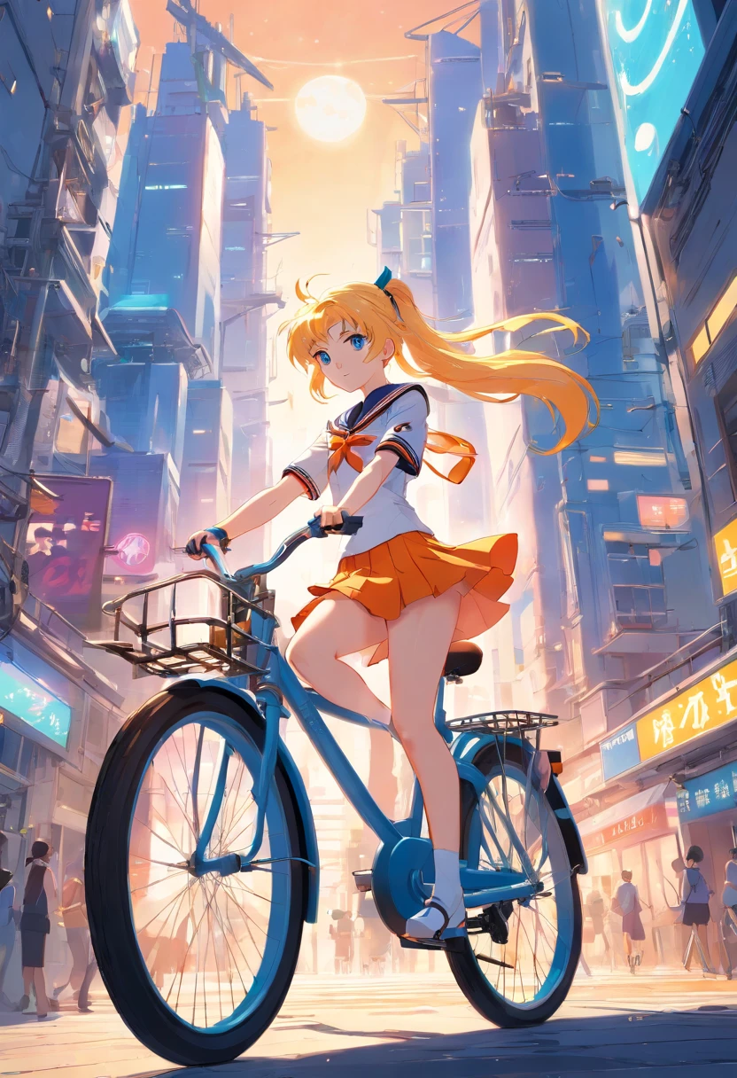 Sailor Venus Rides a Bicycle, A complex machinery structure in a futuristic city