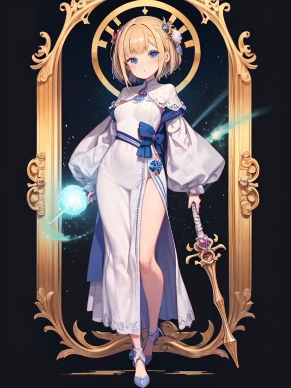 (master piece,highest quality,best quality),pix,pixelart,full body esbian,One woman,European Middle Ages,adorable,standing on one's own feet,Looks like a whole body,(very short),(infant body shape),no background,Cute version,magical,take the staff with you