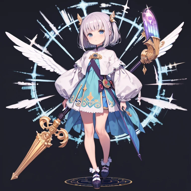 (master piece,highest quality,best quality),pix,pixelart,full body esbian,One woman,European Middle Ages,adorable,standing on one's own feet,Looks like a whole body,(very short),( body shape),no background,Cute version,magical,take the staff with you