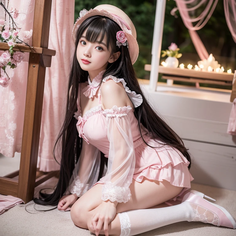 Absolutely beautiful，White silk stockings pink cute little loli，Thirteen-year-old girl