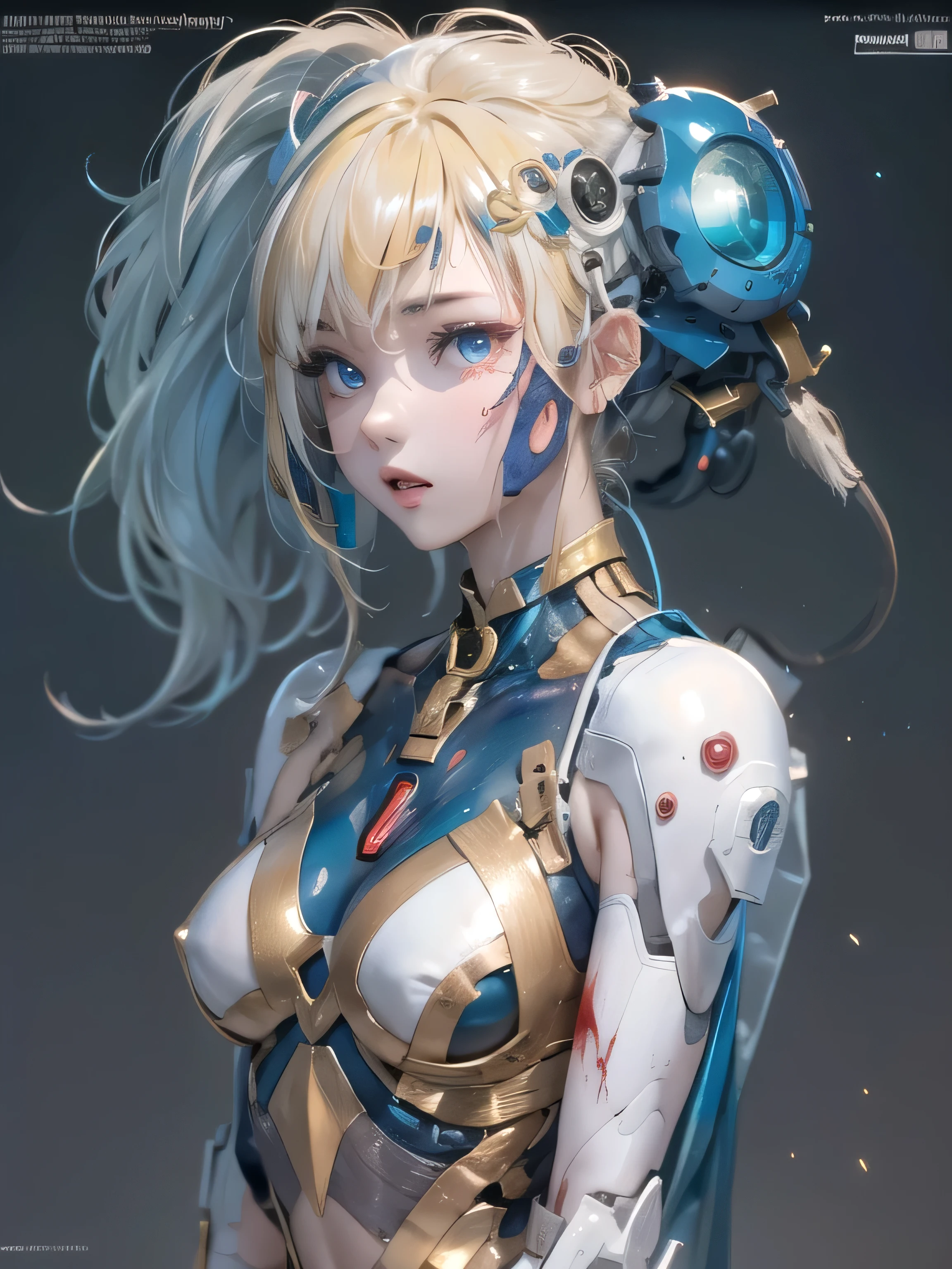 (photorealistic:1.8, highest quality:1.8,8K masterpiece:1.8,High resolution,muste piece:1.8,RAW Photos,cinematic lighting),No split screen, cyber punk、graduate School、wet floor、 (1 android girl:1.3)、Completely naked、Full body tattoo、choker、beautiful breasts、T-shirt、beautiful butt、beautiful thighs,plump nipples、(Nipples visible through clothing)、cameltoe、
(mechanical art: 1.4)、(mechanical limbs)、(blood vessels attached to tubeechanical spine attached to the back)、(Mechanical cervical vertebrae attached to the neck)、
Body painting with a pop design drawn all over the body、pop art design、cutting edge fashion、conceptual art、 (Beautifully shining vermilion, blue, white and golden hair:1.5)、shining blue eyes、Neutral