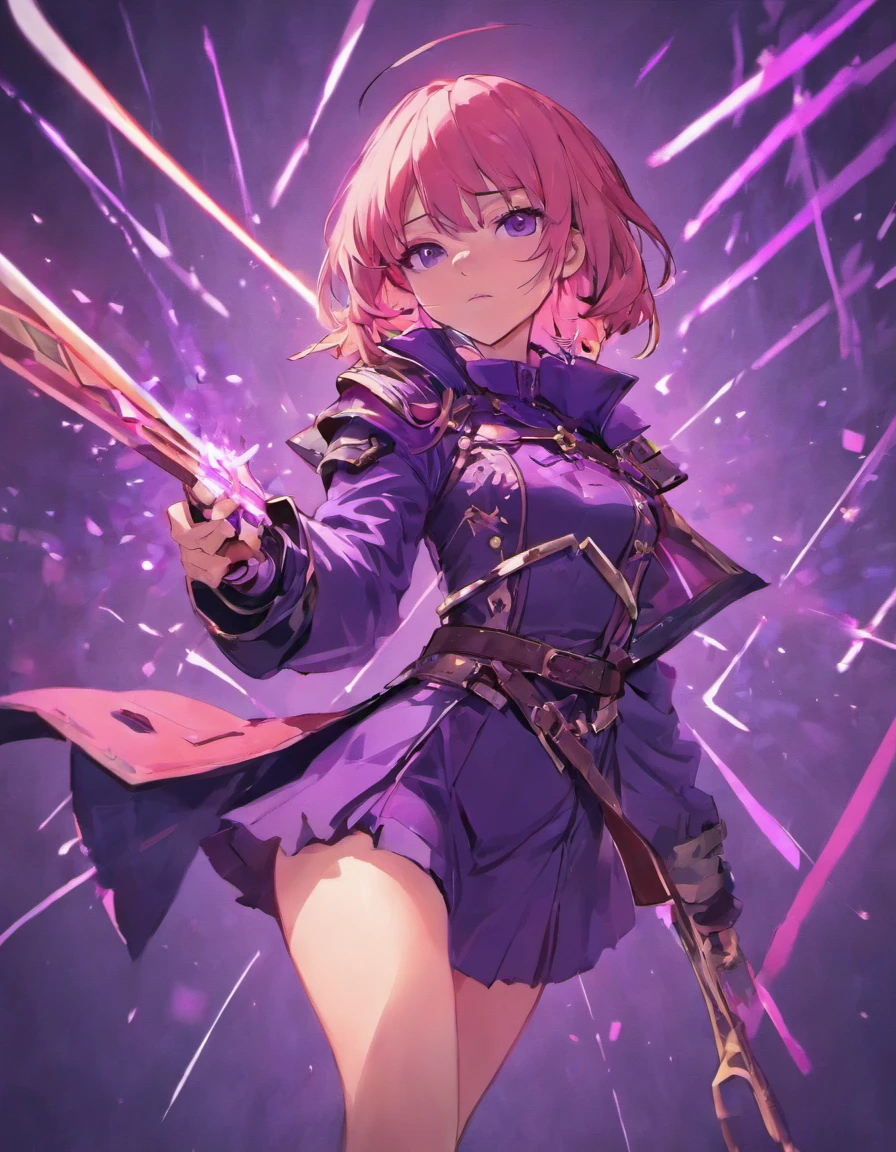 Female assassin with purple daggers in an assassin uniform