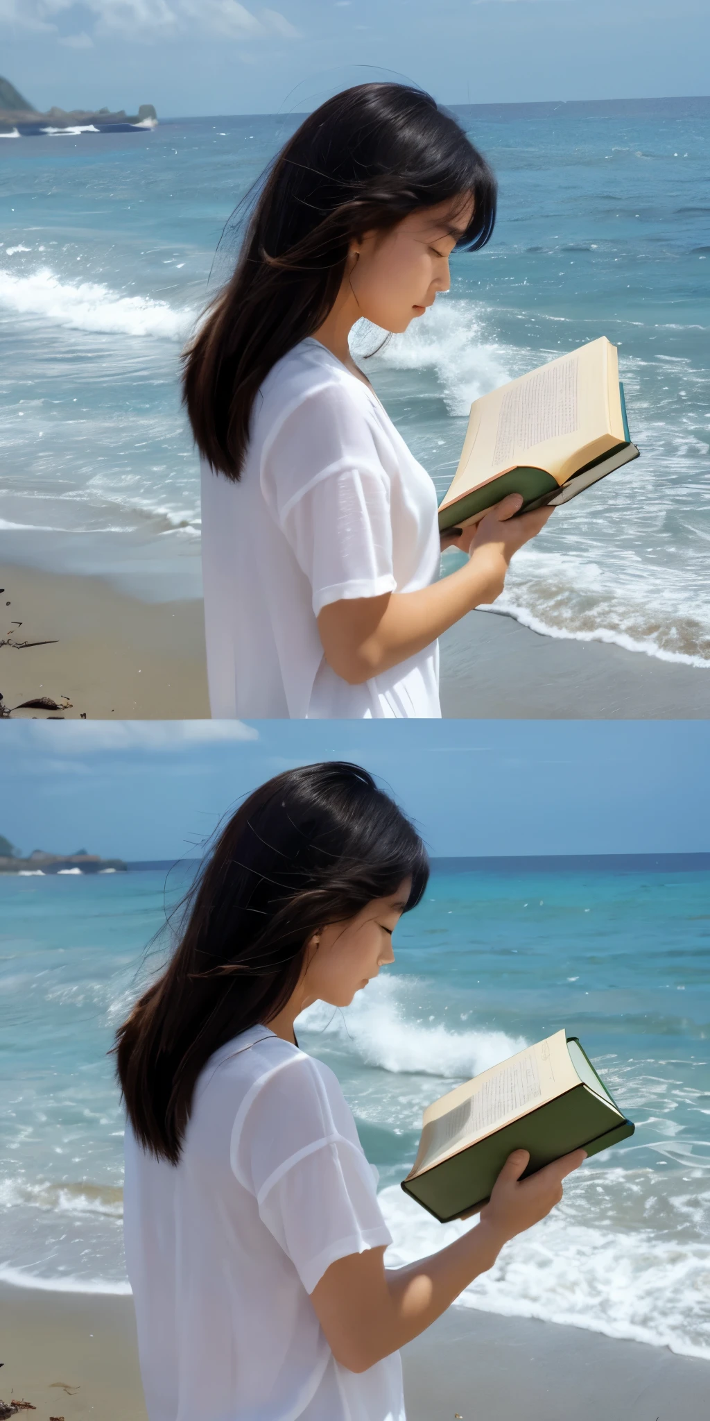 Woman with a book Ocean