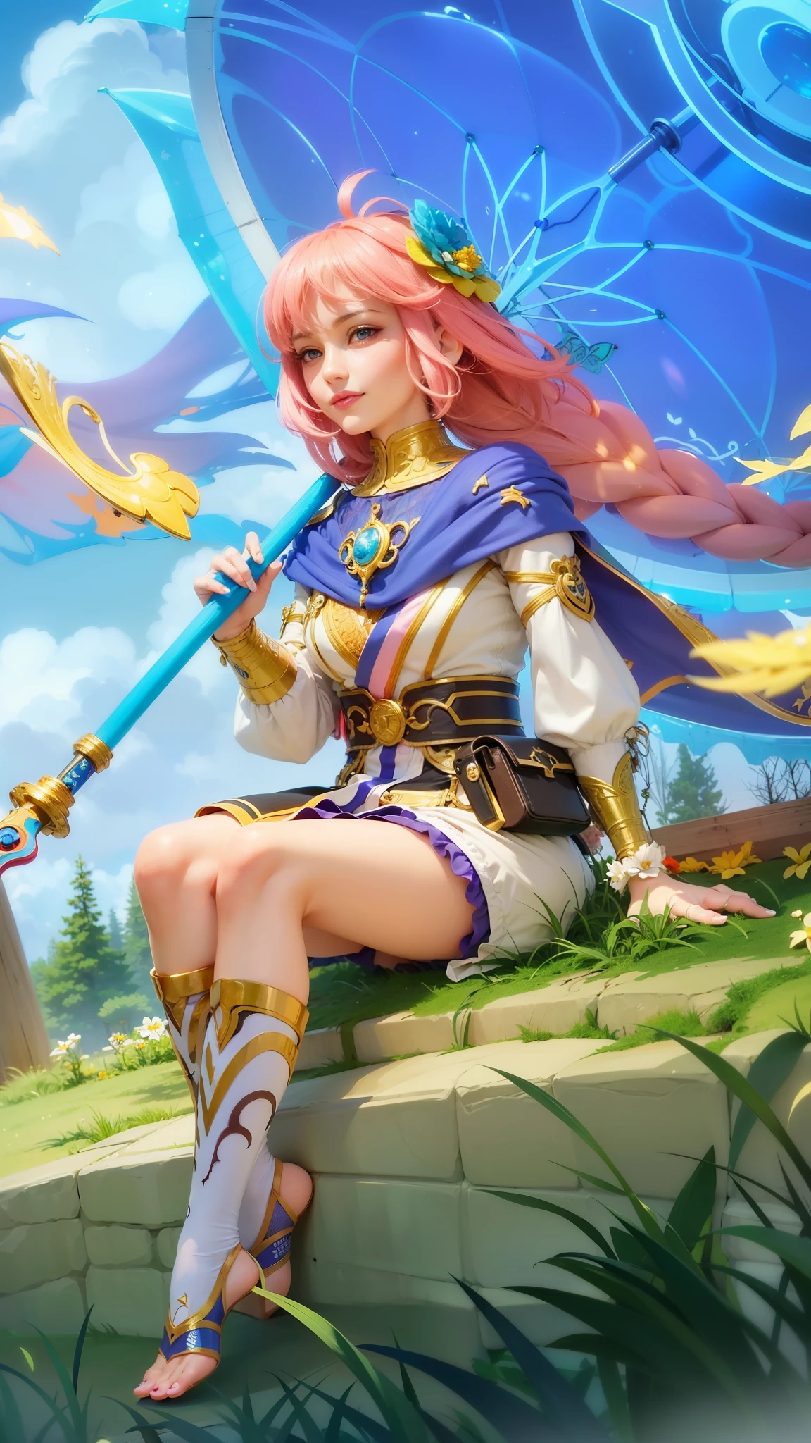 girl with pink hair holding a umbrella, red lips glossy, 8k, ultra hd, ultra detailed texture, hyper realistic, masterpiece, detailed texture, detailed face, detailed skin, detailed lighting, (photorealistic:1.5), best quality, beautiful lighting, cinematic lighting, professional lighting, ultra highres, realistic, detailed hair, real hair, high quality, (realskin:1.5), extremely detailed, finely detail, ultra-detailed, smile, blue eyes.