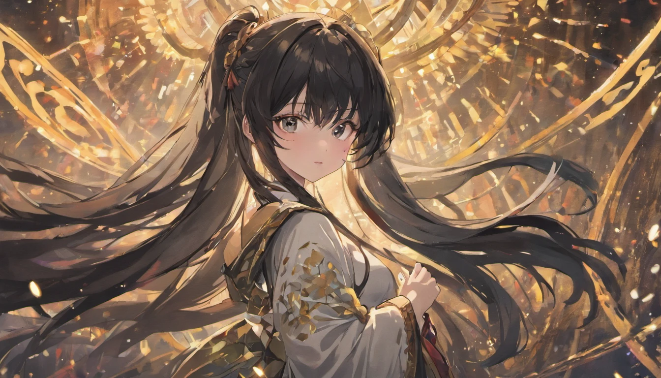 masterpiece, highest quality, super resolution, super detailed, 1 girl, black long hair, ponytail, perfect face, super detailed face, low length, white hanfu, pure white background