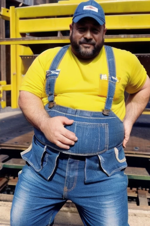 Just plump, chubby, extremely thick thighs, large belly, vestindo uma regata branca, Turkish construction worker male daddy,