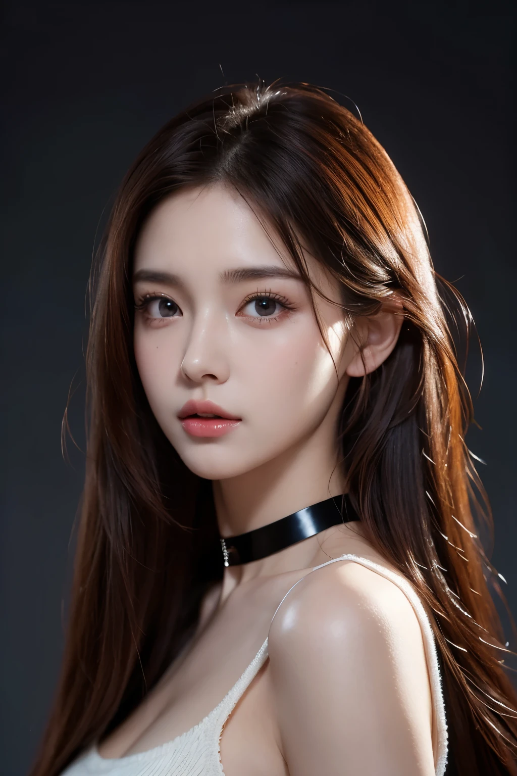 8k, masterpiece, RAW photo, best quality, photorealistic, extremely detailed CG unity 8k wallpaper, Depth of field, Cinematic Light, Lens Flare, Ray tracing, (extremely beautiful face, beautiful lips, beautiful eyes), intricate detail face, ((ultra detailed skin), Photo of Pretty 1 girl best qualtiy， ultra high resolution， （realisticlying：1.4），cute hairpin，1girll，Red long-haired,Cropped sweater ，Beautiful woman with a slim figure:1.4, Pronounced abs:1.4, On the island,Ultra-fine face，Elaborate Eyes，double eyelid，choker necklace