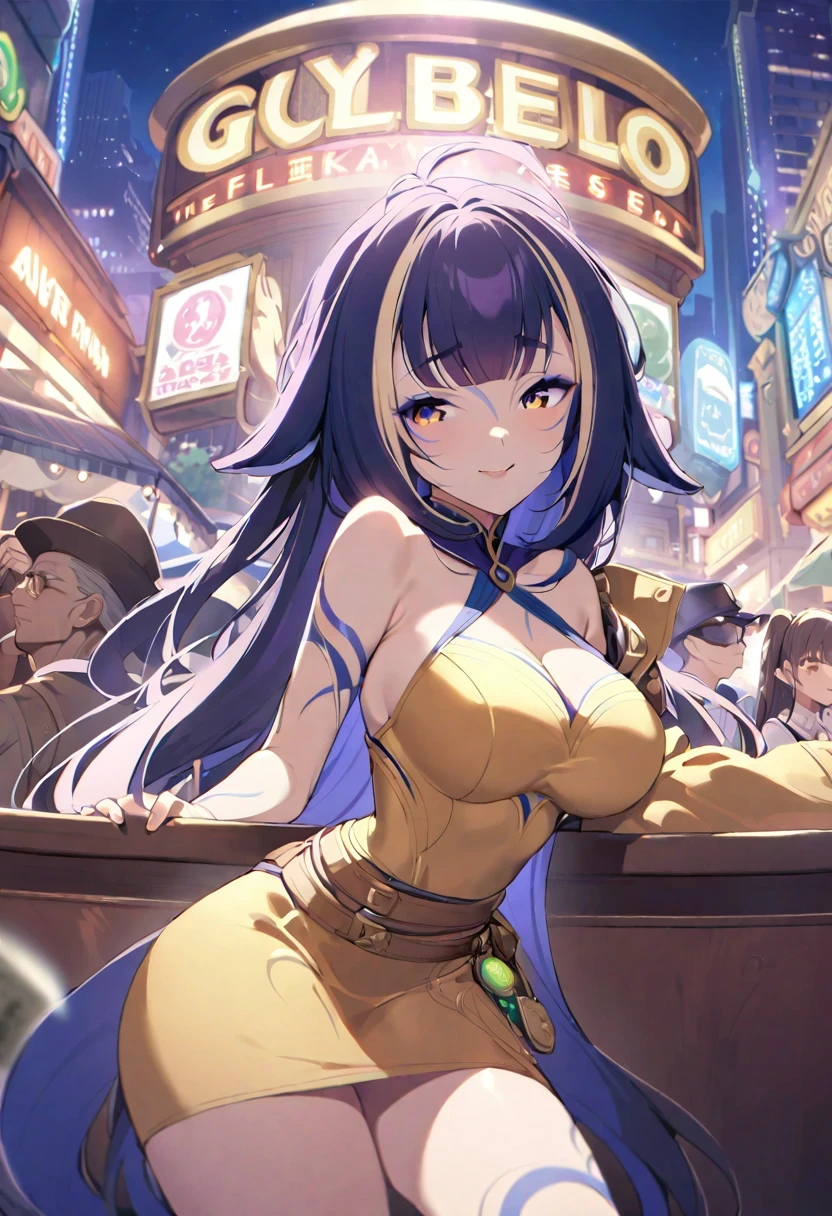 (((shylily))),greedy merchant、The city where gold falls、、muscular big breasted mature woman、brown skin、brown skin、golden jacket、Golden suit、Golden tattoo、golden eyes、sharp eyes、skilled merchant、night pool、the city that never sleeps、unscrupulous merchant、money geba merchant、Time is fleeting、golden gambling hall、golden casino、