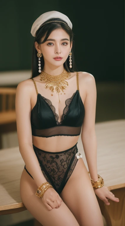 masterpiece, 超realistic, 8K, perfection, Professionalのアートワーク, cinematic lighting, cinematic bloom, perfectionな顔, green eyes, ((perfectionな女性の身体, tight waist)), black hair, gorgeous queen, sacred, (royal parace), fantasy, unrealistic, SF, medium breasts, royal clothes, race, race trim, race-trimmed legwear, (rich:1.4), (jewelry, diamond, money, hair ornaments, neckrace, earrings, bracelet, bangle), pearl, sapphire, Ruby, emerald, intricate details, sexy,,(marian rivera)), 30 years old,nymphomania,the charm of sex, ((Bust size 88cm,D cap chest:1.2)), ((Tight and clear skin,Gorgeous gold embroidery on black silk lingerie,Big nipples are visible on her chest)) ,well-proportioned body, because I&#39;thin, abs, tall body,Bokeh, naughty face,A meaningful and captivating gaze, hairy, Wet, Glamour, natural makeup, pink lips, Brown Weavey Longhair,smile, (highest quality, 8K, table top, nffsw: 1.3), Nikon Z 85mm, ((highest quality)) ((table top)), intricate details, sharp focus, Professional, realistic, real life, 超realistic, photorealism, , (table top, highest quality, Super detailed), (shape), (fine and beautiful eyes), ((highly detailed face)), luxury bedroom,((highest quality)), Swimsuit open legs, Sweaty crotch, Wet crotch .((黒い絹のストッキングにゴージャスなrace模様,garter belt,Beautiful legs spread in an M shape))、black high heels stilettos,Show me your toes,show your whole body:1.2,　　　　　　　　　　　