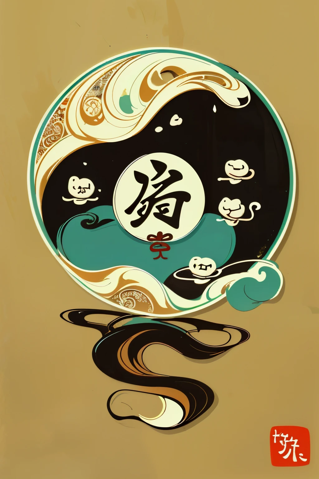 This is a logo about tea, simply designed in a linear ink style, carefully capturing the traditional Chinese essence. The graphic elements, inspired by ancient Chinese art, convey a sense of sophistication and refinement. The minimalist approach ensures that the logo remains timeless and easily recognizable. (Tea leaves, intricate designs, simple lines, traditional calligraphy, soothing colors like green and brown. The logo features a stylized tea leaf, elegantly crafted in ink, accompanied by subtle, flowing calligraphy that reads "Tea" in traditional Chinese characters. The logo exudes a peaceful and calming atmosphere, reflecting the tranquility and rich cultural history of tea.