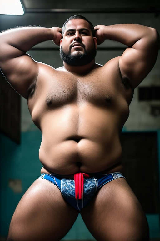 photography of two gipsy barbaed wet sweaty strong chubby prisoners embrassed very close, 31 years old in sujo ripped broken shorts, protuberance, barba, in a dark prison
, Dreadlocks, tatuagem, olhando um para o outro, grande , sujo, feio, beef neck, muscular, peito viril, Sem camisa, misery and poverty, Fotorrealista, luz difusa, ultradetalhado, 32k, view from the floor only plump chubby extremely thick thighs large belly wearing only swim trunks.