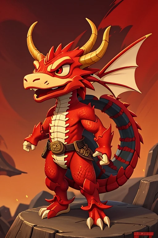 Chinese dragon red, full body,