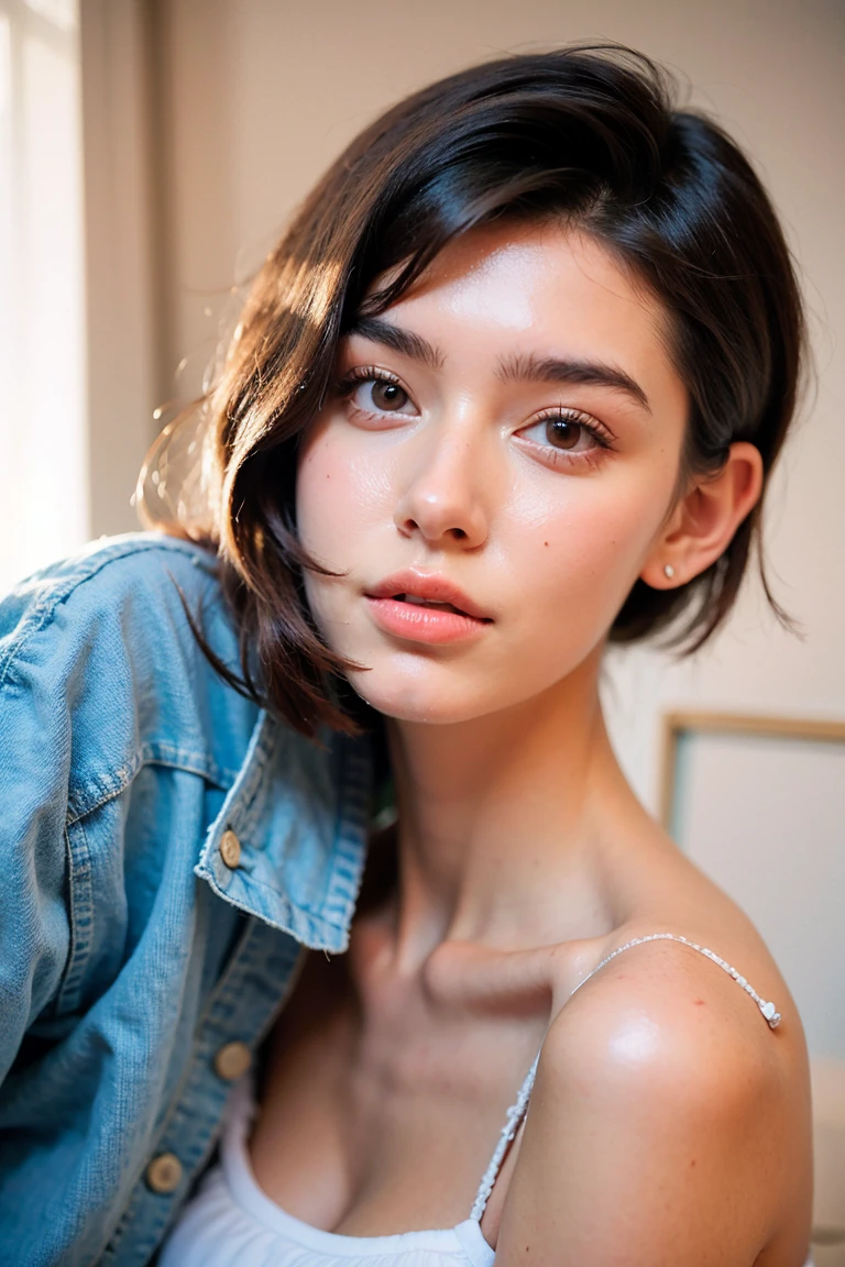 Realistic Photography, Beautiful Young Female ,Short hair