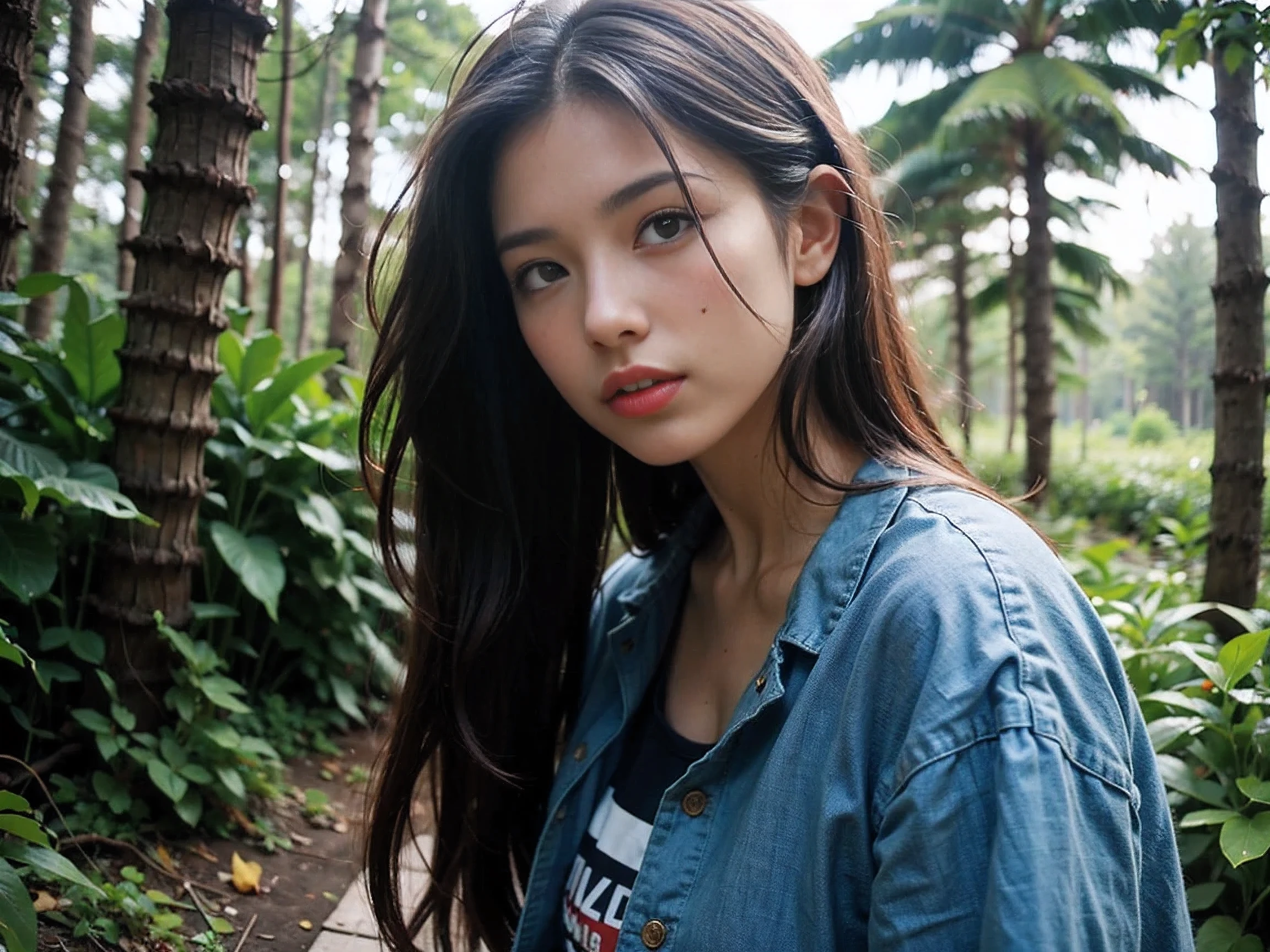 Realistic Photography, Beautiful Young Female ,forest