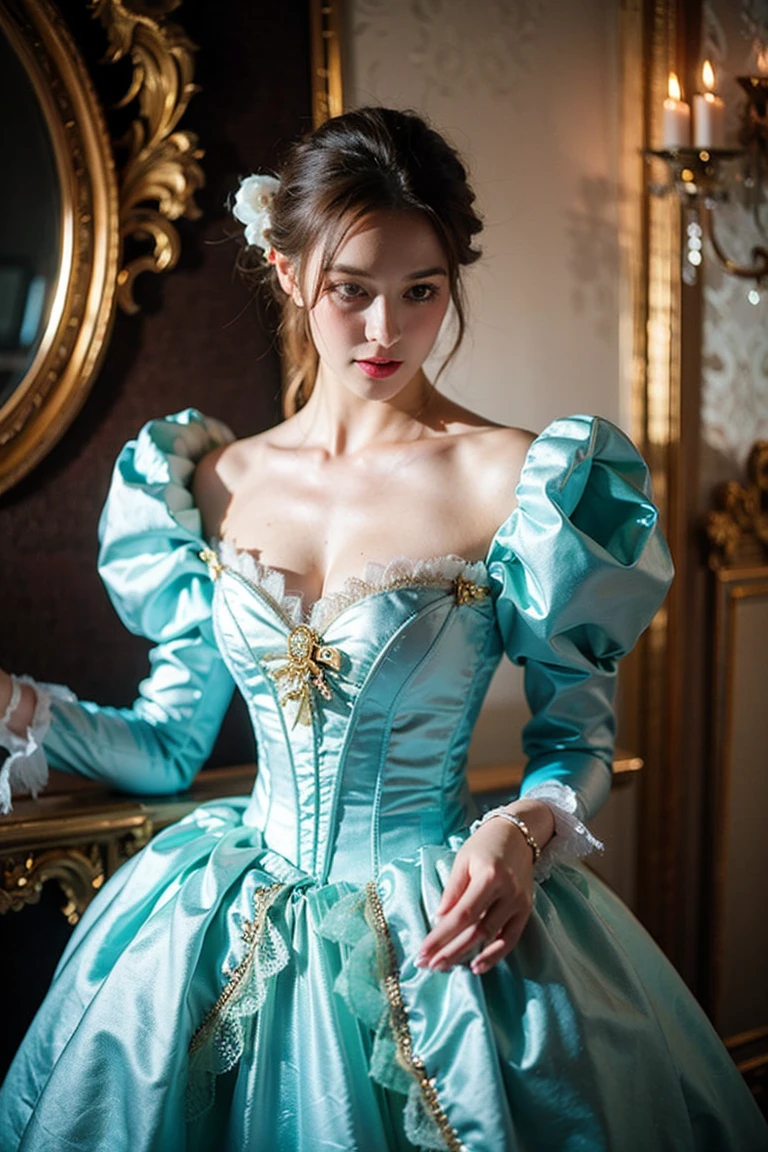 Realistic Photography, Beautiful Cute Female , Rococo Dress