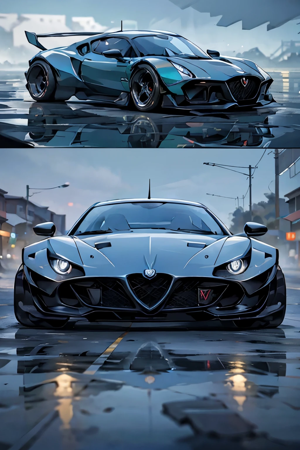 Alfa Romeo 4c Concept Sport Car, masterfully painted by Leszek Bujnowski and skillfully brought to life by Sam Toft. Captured in an arresting 16:9 aspect ratio, the image boasts a stunning resolution of 850 pixels by 480 pixels, ensuring every detail of the vibrant Alfa Romeo 4c is crisply rendered.
The concept car is depicted in all its glory, with the innovative curves and sleek design of the Alfa Romeo emblazoned across its body. The rich, glossy finish of the vehicle's metallic paint catches the light in a dazzling dance, reflecting off the