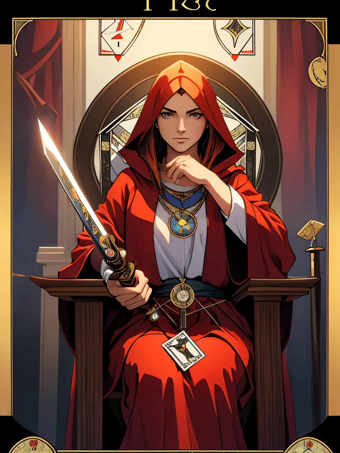 Garota pele clara,cabelo longo preto,olhos escuros,roupa de monje, espadachin, corpo inteiro, with a mystical long sword.