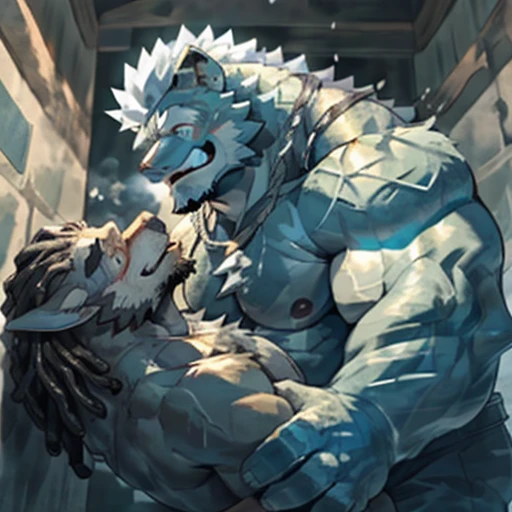 Crie um Pokémon unity snorlax,photograph of two bearded gypsy men prisoners, wet, sweaty, strong, chubby, hugging very closely, 31 anos de idade em shorts sujos rasgados e quebrados, protuberance, barba, in a dark prison , Dreadlocks, tatuagem, olhando um para o outro, grande , sujo, feio, beef neck, muscular, peito viril, Sem camisa, misery and poverty, fotorrealista, luz difusa, ultradetalhado, 32k, view from the floor just chubby, gordinho, coxas extremamente grossas, barriga grande, wearing only swimming trunks. Masturbando, erotic sex, sexo selvagem, sexo a dois, sexo anal, sexo oral, parceiros em ato sexual. Pornografia