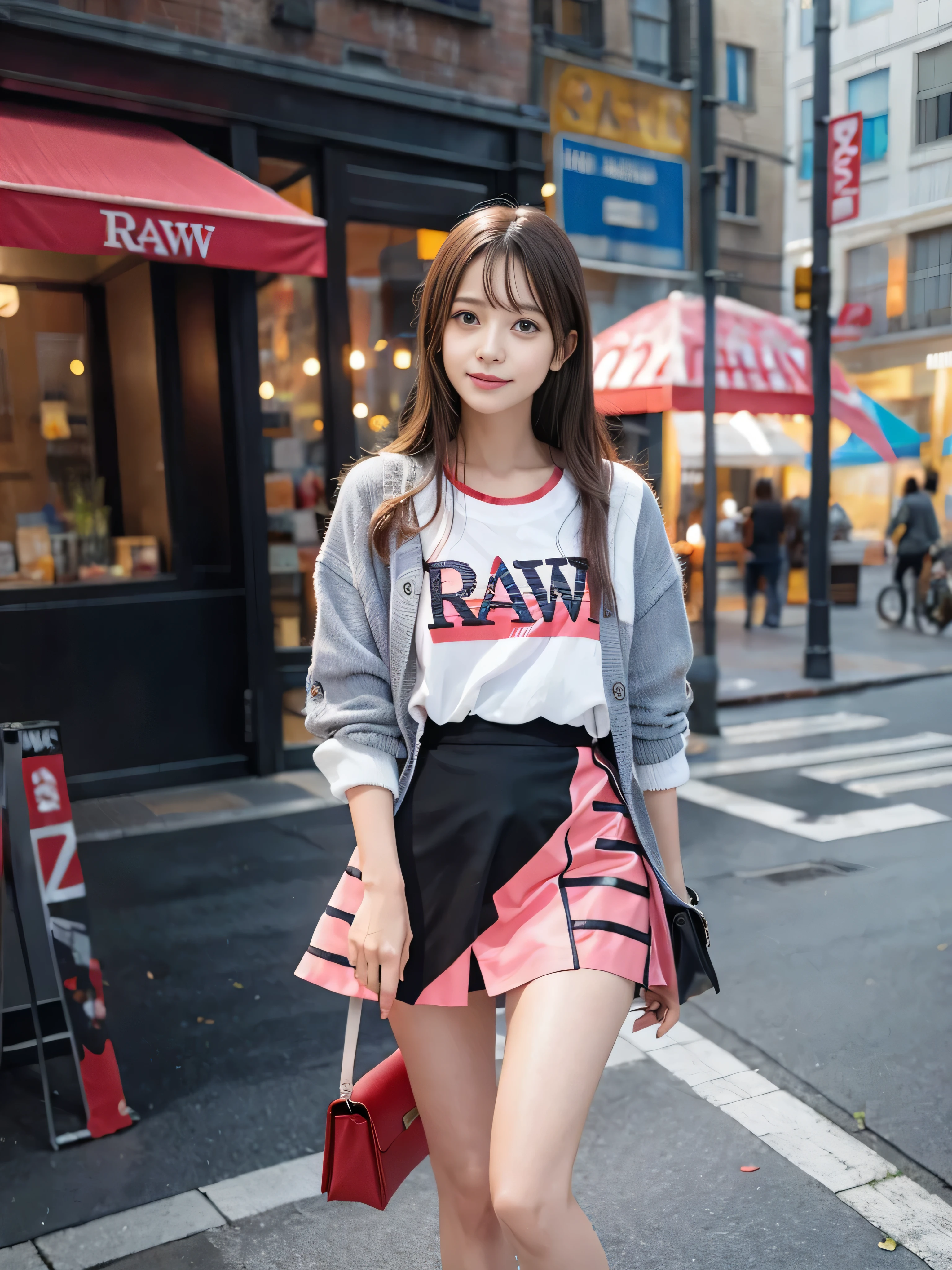 (((RAW image quality:1.4))), highest quality, ultra high resolution, (realistic: 1.4), chat at a cafe、Photo of a teenager wearing brightly colored clothes