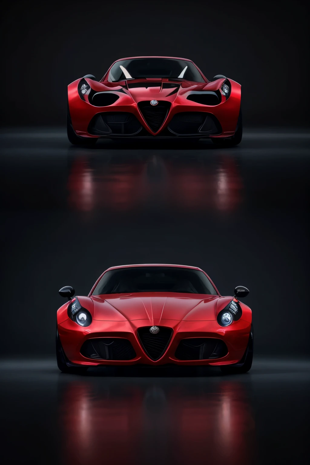 Alfa Romeo 4C, full view. Utilizing state-of-the-art digital techniques, this breathtaking artwork aims to craft a visionary portrayal of the car. Drawing inspiration from the realms of science fiction, the image will exude an otherworldly aura through its vibrant hues and awe-inspiring illumination. By embracing this avant-garde approach, the result will be a visually mesmerizing and fantastical depiction that will undoubtedly captivate the beholder's senses.