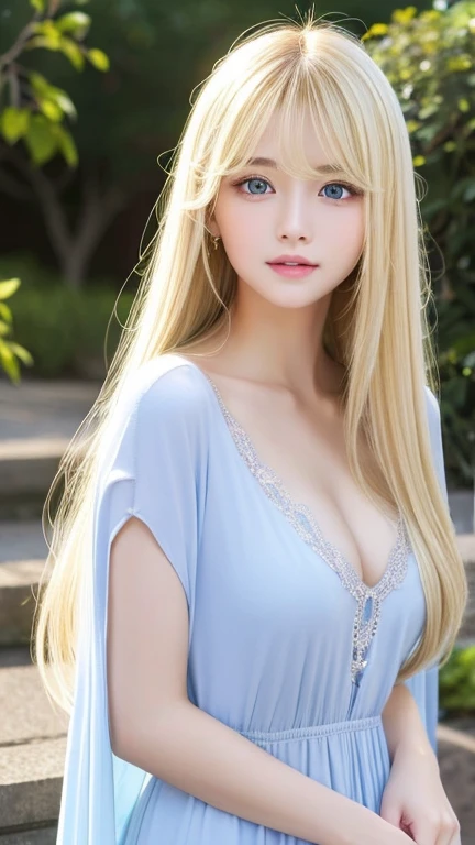 real photo quality、A very beautiful age girl、extraordinary sexy beauty、Beautiful calm and bright expression、sexy and refreshing look、Long bangs that fall on a perfect beautiful cute face、Super long blonde straight silky hair、blonde on a beautiful face、very cute beautiful sexy young little woman、very perfect beautiful cute face、Beautiful bright sky blue eyes、very big eyes、hair above eyes、片hair above eyes、hair between eyes、Very radiant white skin、cheek gloss