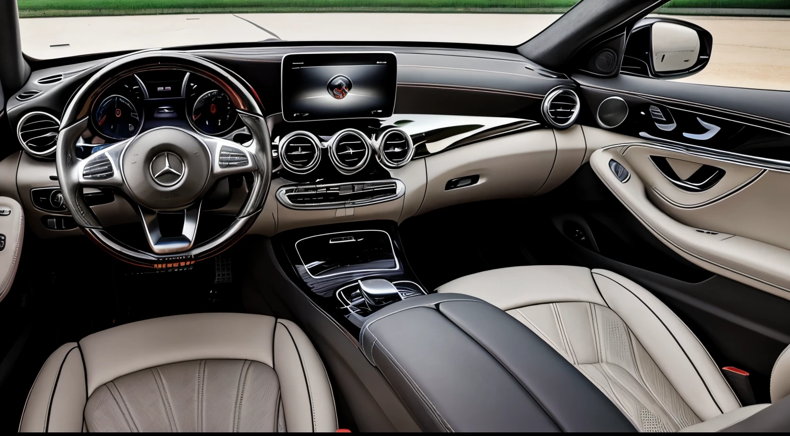 Masterpiece, hd, 1car, Mercedes Benz, 2024, new model, car interior, dashboard interior, black interior, sporty, luxury 