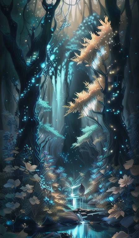 masterpiece, best quality, (Very detailed CG unified 8k wallpaper), (best quality), (Best Illustration), (best shade), glow elf, and a glowing deer, drinking water in swimming pool, nature元素 in the forest theme. mysterious forest, beautiful forest, nature, surrounded by flowers, delicate foliage and branches surrounded by firefly (nature元素), (jungle theme), (foliage), (branches), (firefly), (particle effect) ETC. 3d , octane rendering, Ray tracing, super detailed